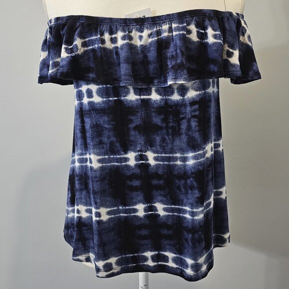 CLOUD CHASER blue TIE-DYE off shoulder TOP spandex RAYON - Picture 8 of 10